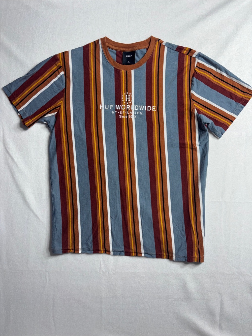 HUF Vertical Striped Embroidered Details Short Sleeve Tee